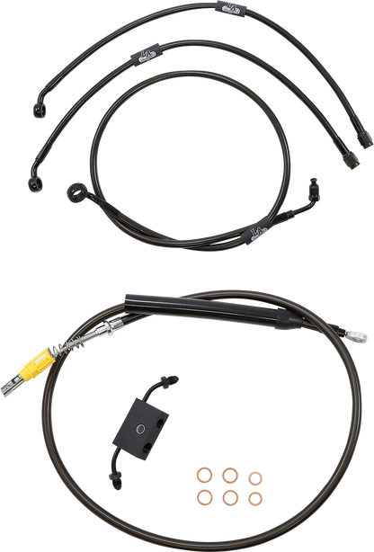 LA CHOPPERS Standard Midnight Braided Handlebar Cable/Brake Line Kit - 18"-20" Ape Hangers - '18-'24 Softail LA-8157KT-19M