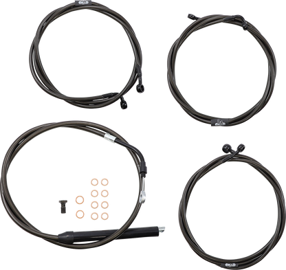 LA CHOPPERS Standard Midnight Braided Handlebar Cable/Brake Line Kit - 18"-20" Ape Hangers - '21-'22 FLH LA-8056KT-19M
