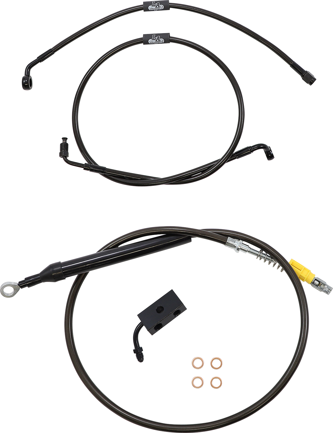 LA CHOPPERS Standard Midnight Braided Handlebar Cable/Brake Line Kit - 15"-17" Ape Hangers - '18-'22 Softail LA-8155KT-16M