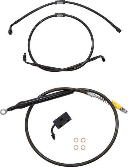 LA CHOPPERS Standard Midnight Braided Handlebar Cable/Brake Line Kit - 15"-17" Ape Hangers - '18-'22 Softail LA-8155KT-16M