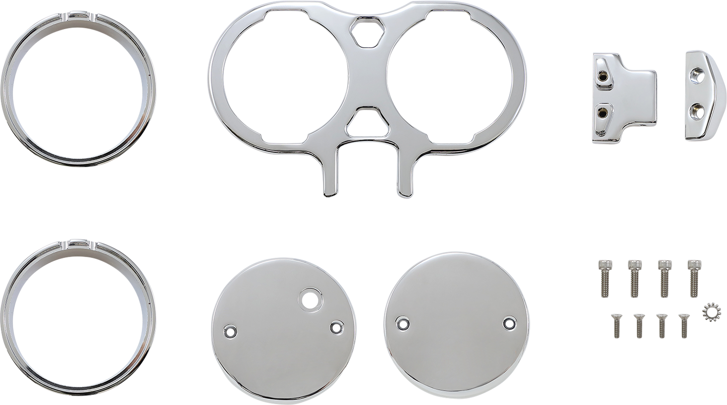LA CHOPPERS Gauge Mount - Dual - Chrome - Dyna/Sportster LA-7397-02C