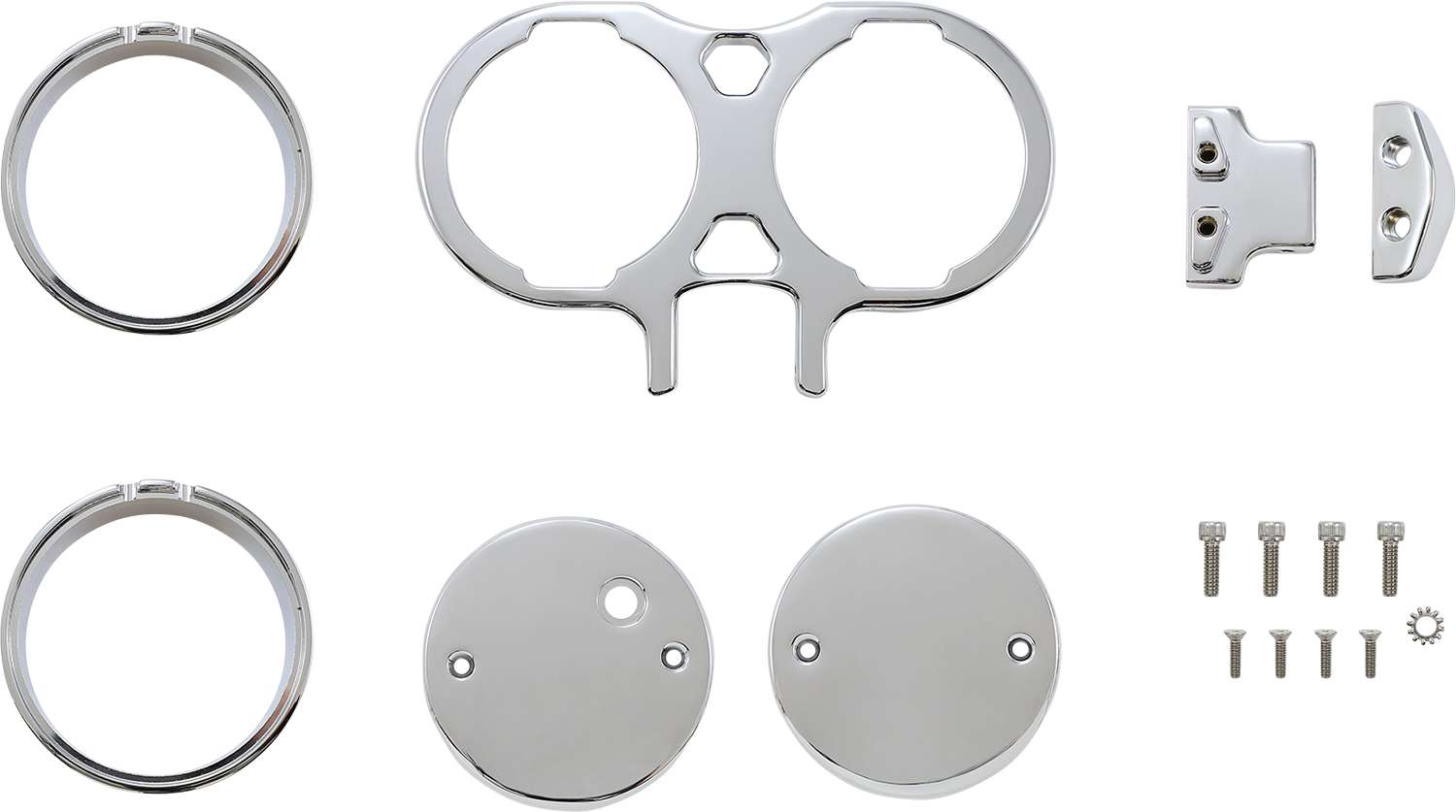 LA CHOPPERS Gauge Mount - Dual - Chrome - Dyna/Sportster LA-7397-02C
