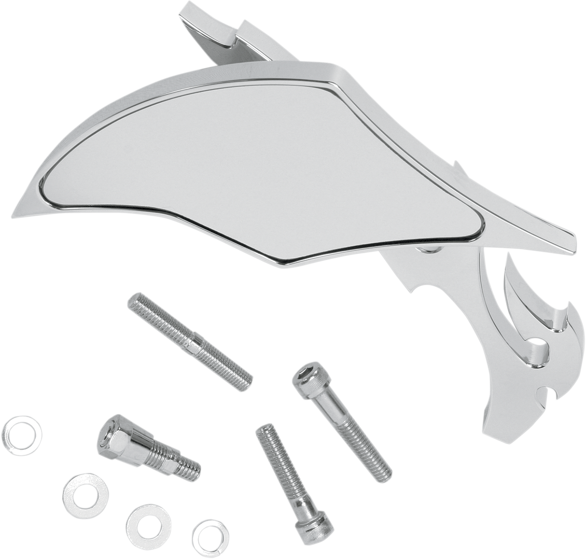 PRO-ONE PERF.MFG. Mirror - Flame - Side View - Milled - Oblong - Chrome - Left 104220