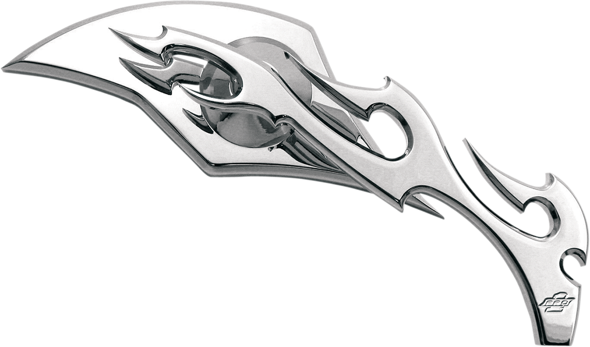 PRO-ONE PERF.MFG. Mirror - Flame - Side View - Milled - Oblong - Chrome - Right 104230