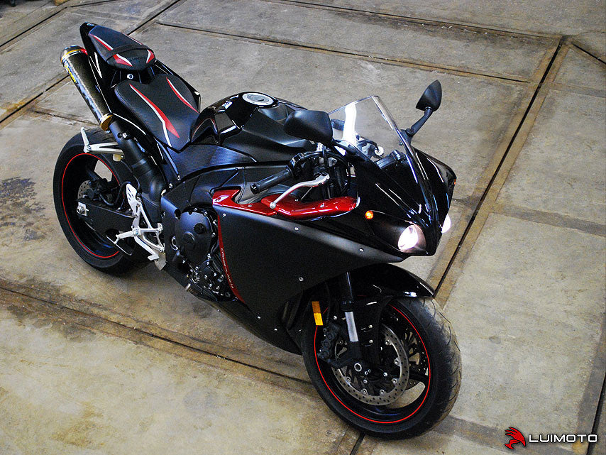 LUIMOTO Raven Edition Passenger Seat Cover for the YAMAHA R1 (09-14)