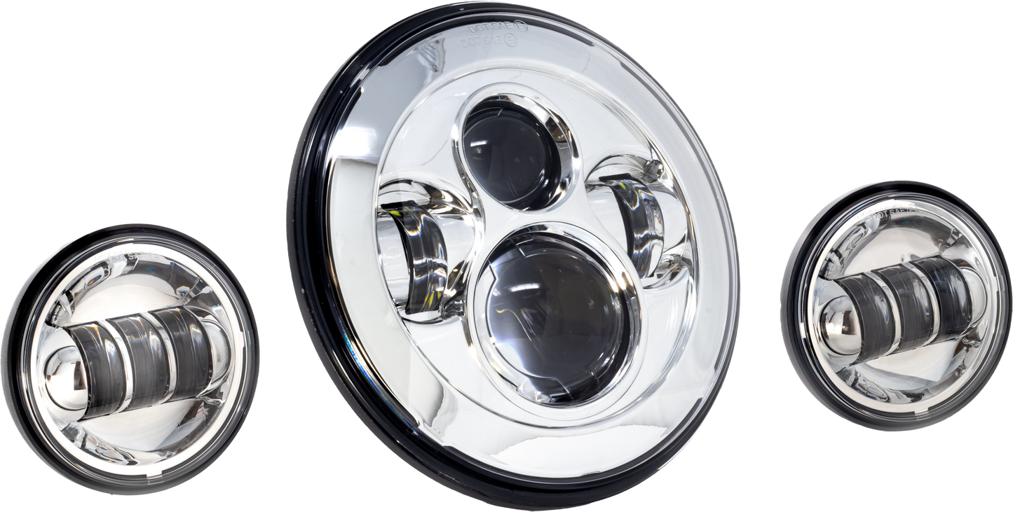 7" Led Hdlgt W/ Pass Lamps Chr Indian