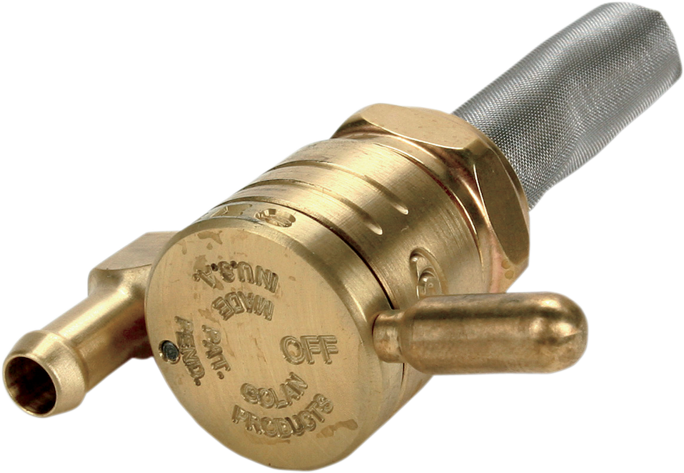 GOLAN PRODUCTS "Click-Slick" Fuel Petcock - Downward - Raw Brass - 22mm 76-312D-BS