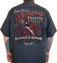 LETHAL THREAT Motorhead Garage Shop Shirt - Gray - XL DG60177XL