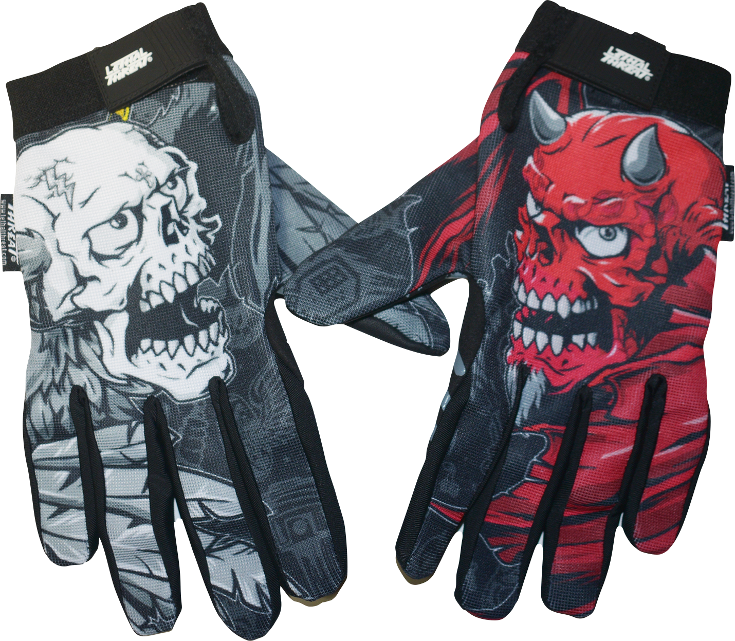 LETHAL THREAT Good N Evil Skulls Gloves - Black - XL GL15021XL