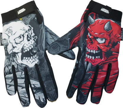 LETHAL THREAT Good N Evil Skulls Gloves - Black - Large GL15021L
