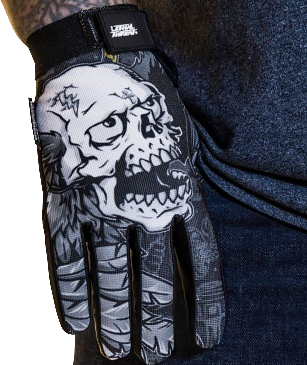 LETHAL THREAT Good N Evil Skulls Gloves - Black - 2XL GL15021XXL