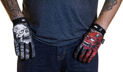 LETHAL THREAT Good N Evil Skulls Gloves - Black - XL GL15021XL