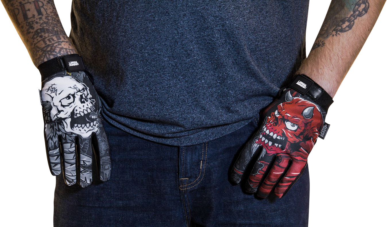 LETHAL THREAT Good N Evil Skulls Gloves - Black - Medium GL15021M