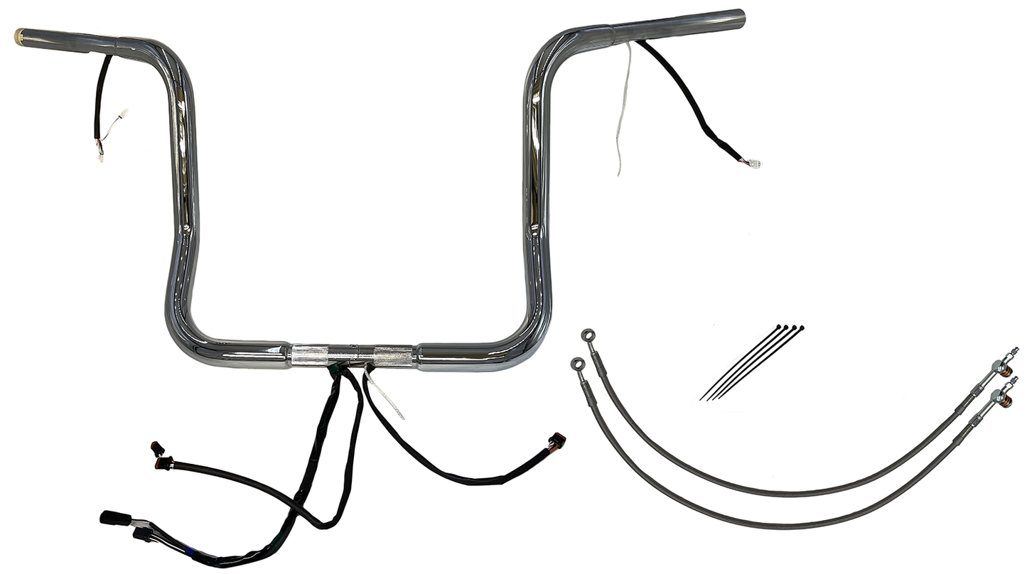 FAT BAGGERS INC. EZ Install Wired 1-1/4" Round Top Handlebar Kit - 14" - Chrome 902514