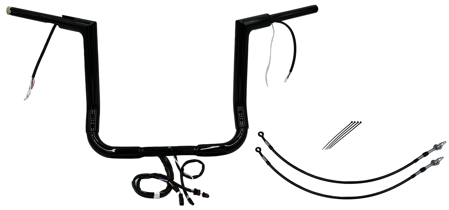 FAT BAGGERS INC. EZ Install Wired 1-1/2" Flat Top Handlebar Kit - 14" - Chrome 601214