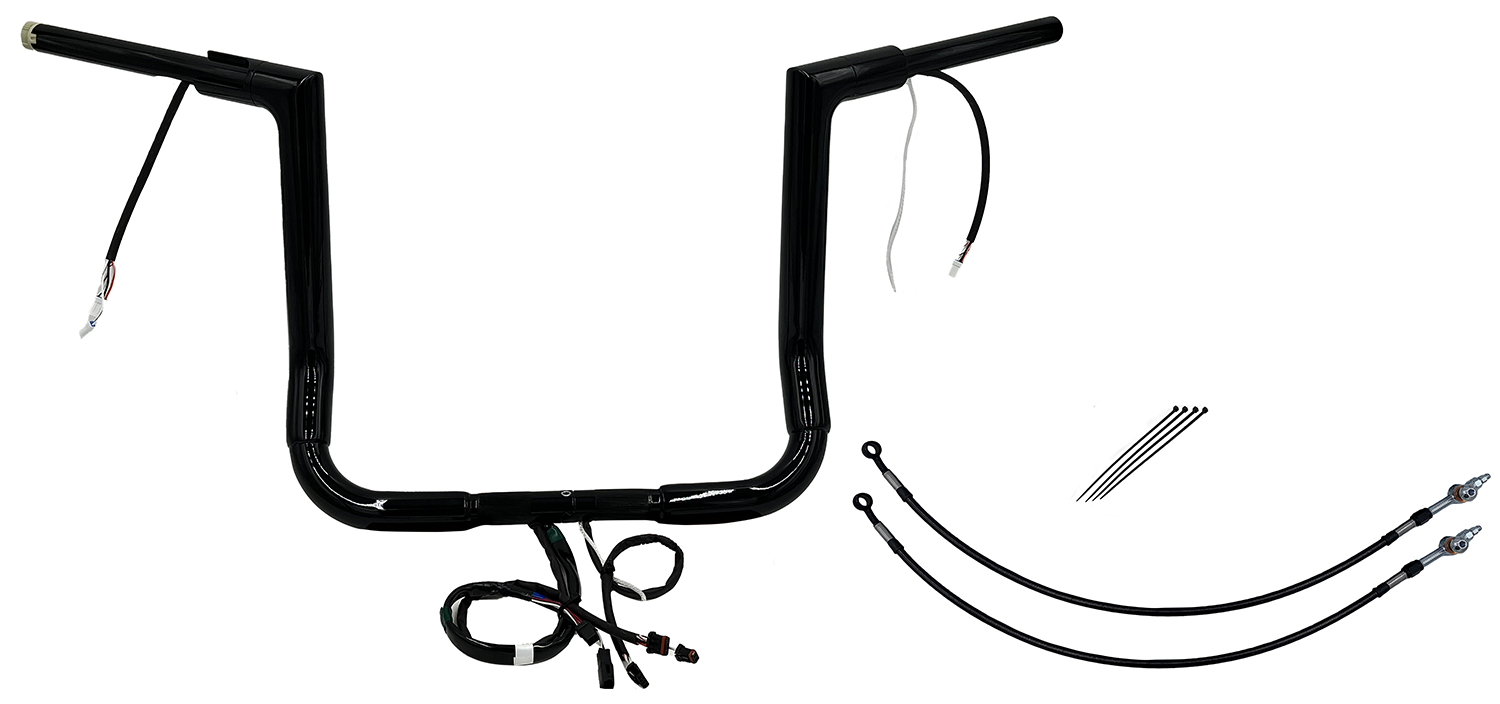 FAT BAGGERS INC. EZ Install Wired 1-1/2" Flat Top Handlebar Kit - 14" - Chrome 601214