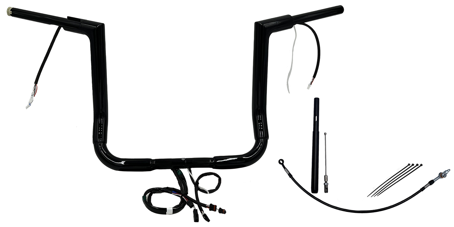 FAT BAGGERS INC. EZ Install Wired 1-1/2" Flat Top Handlebar Kit - 14" - Black 612014-B