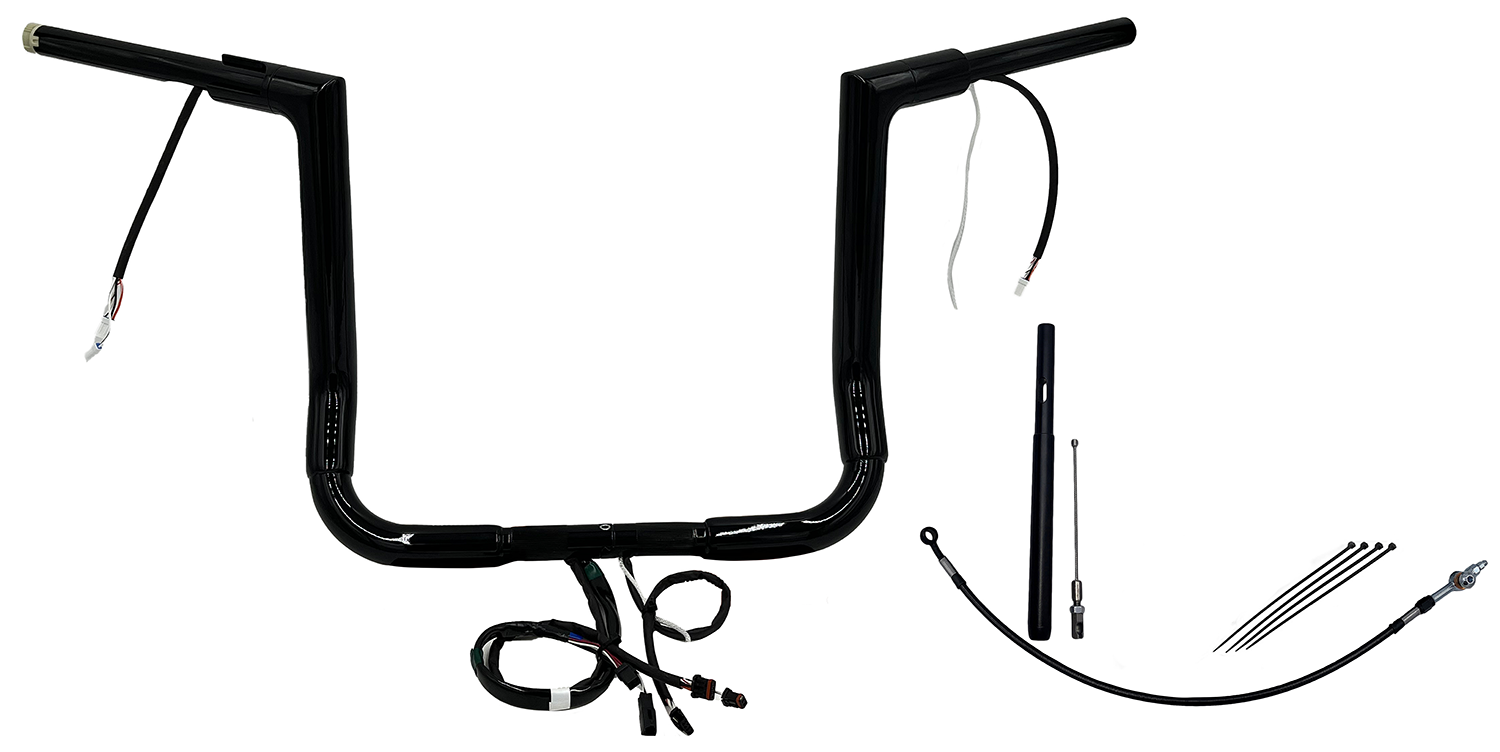 FAT BAGGERS INC. EZ Install Wired 1-1/2" Flat Top Handlebar Kit - 14" - Black 612014-B