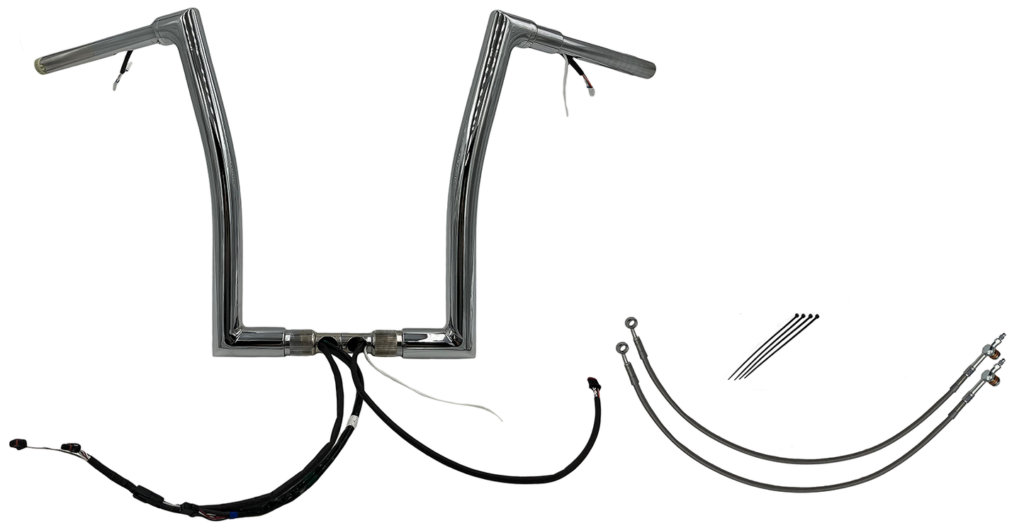 FAT BAGGERS INC. EZ Install Wired 1-1/2" Flat Top Handlebar Kit - 16" - Chrome 601316