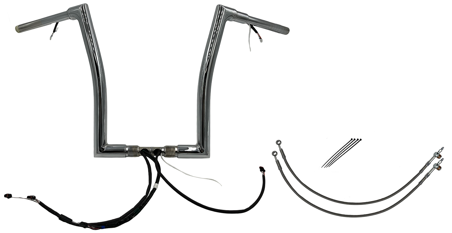 FAT BAGGERS INC. EZ Install Wired 1-1/2" Flat Top Handlebar Kit - 16" - Chrome 601316