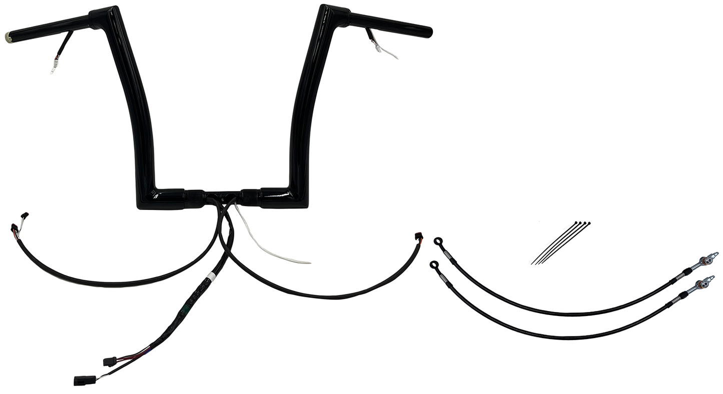 FAT BAGGERS INC. EZ Install Wired 1-1/2" Flat Top Handlebar Kit - 14" - Black 602314-B