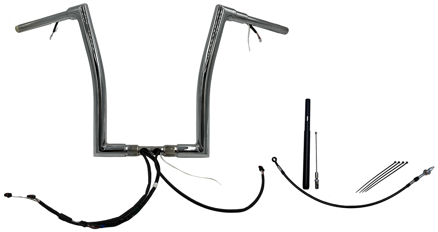 FAT BAGGERS INC. EZ Install Wired 1-1/2" Flat Top Handlebar Kit - 16" - Chrome 612916