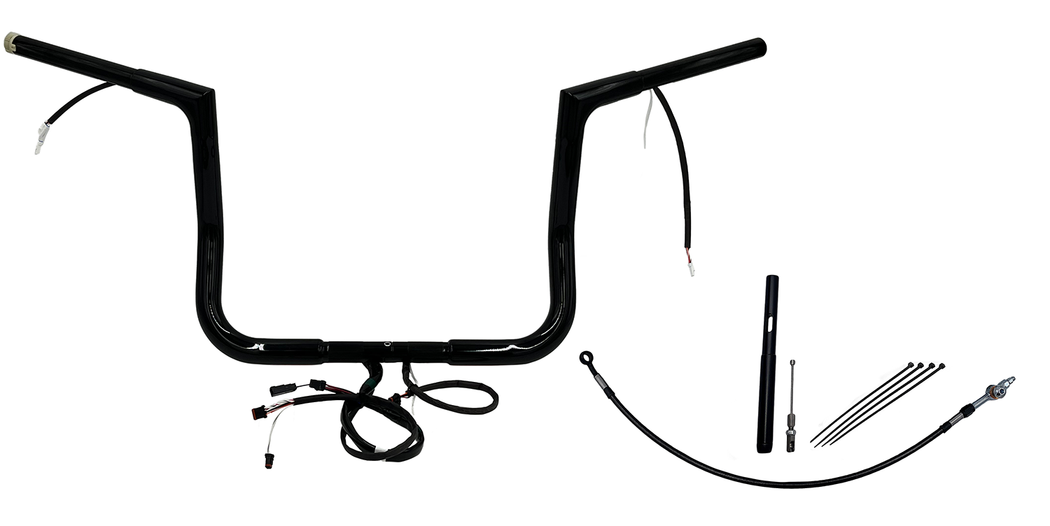 FAT BAGGERS INC. EZ Install Wired 1-1/4" Flat Top Handlebar Kit - 12" - Black 712012-B