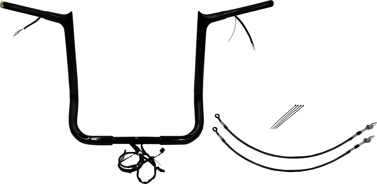 FAT BAGGERS INC. EZ Install Wired 1-1/4" Pointed Top Handlebar Kit - 16" - Black 901216-B