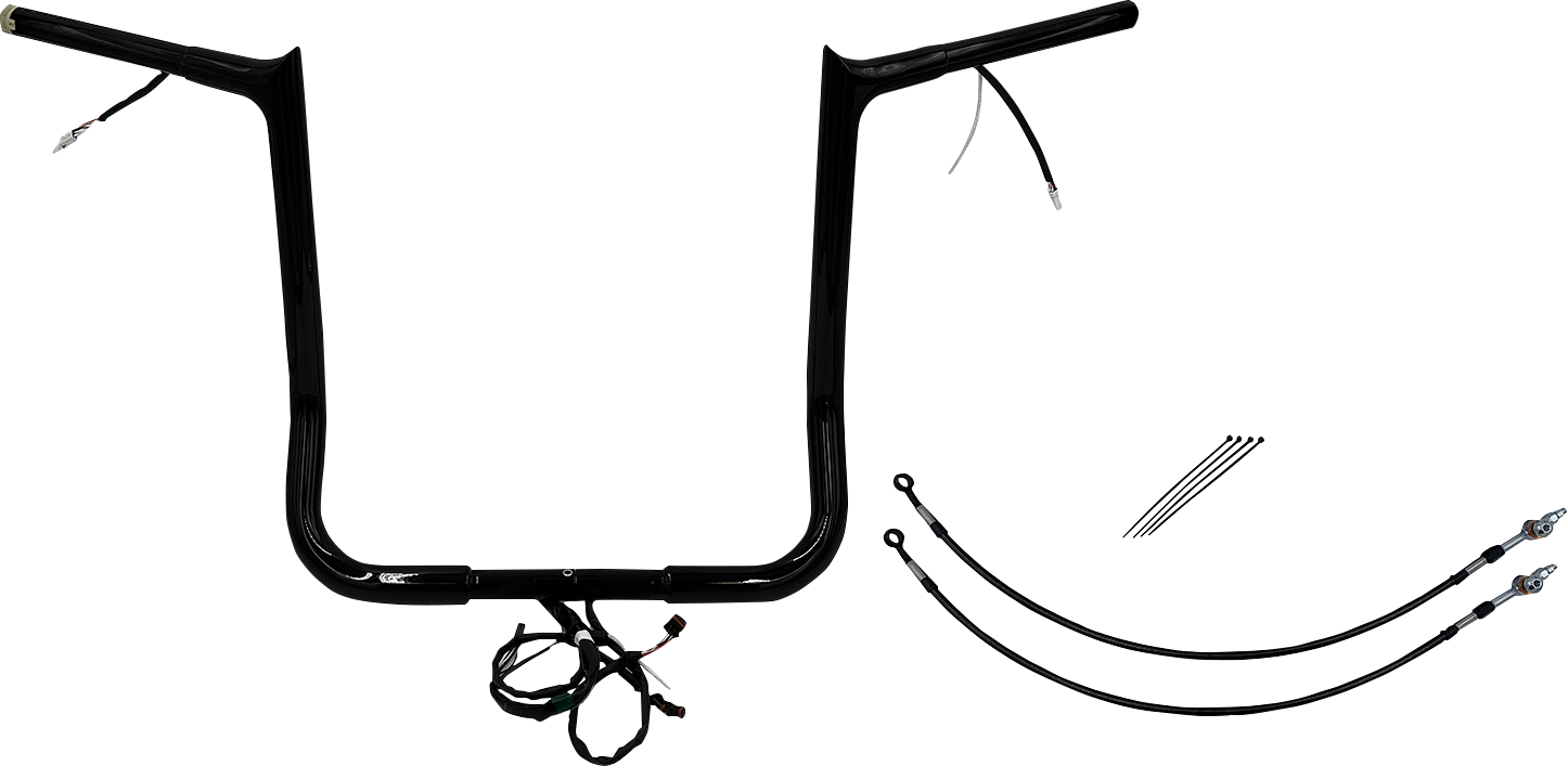 FAT BAGGERS INC. EZ Install Wired 1-1/4" Pointed Top Handlebar Kit - 16" - Black 901216-B