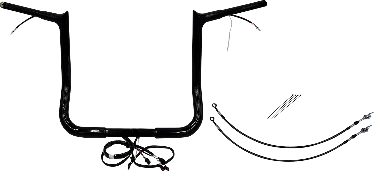 FAT BAGGERS INC. EZ Install Wired 1-1/4" Pointed Top Handlebar Kit - 14" - Black 901214-B