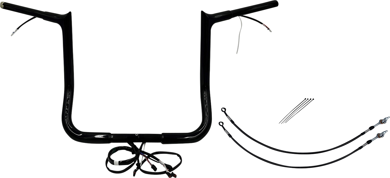 FAT BAGGERS INC. EZ Install Wired 1-1/4" Pointed Top Handlebar Kit - 14" - Black 901214-B