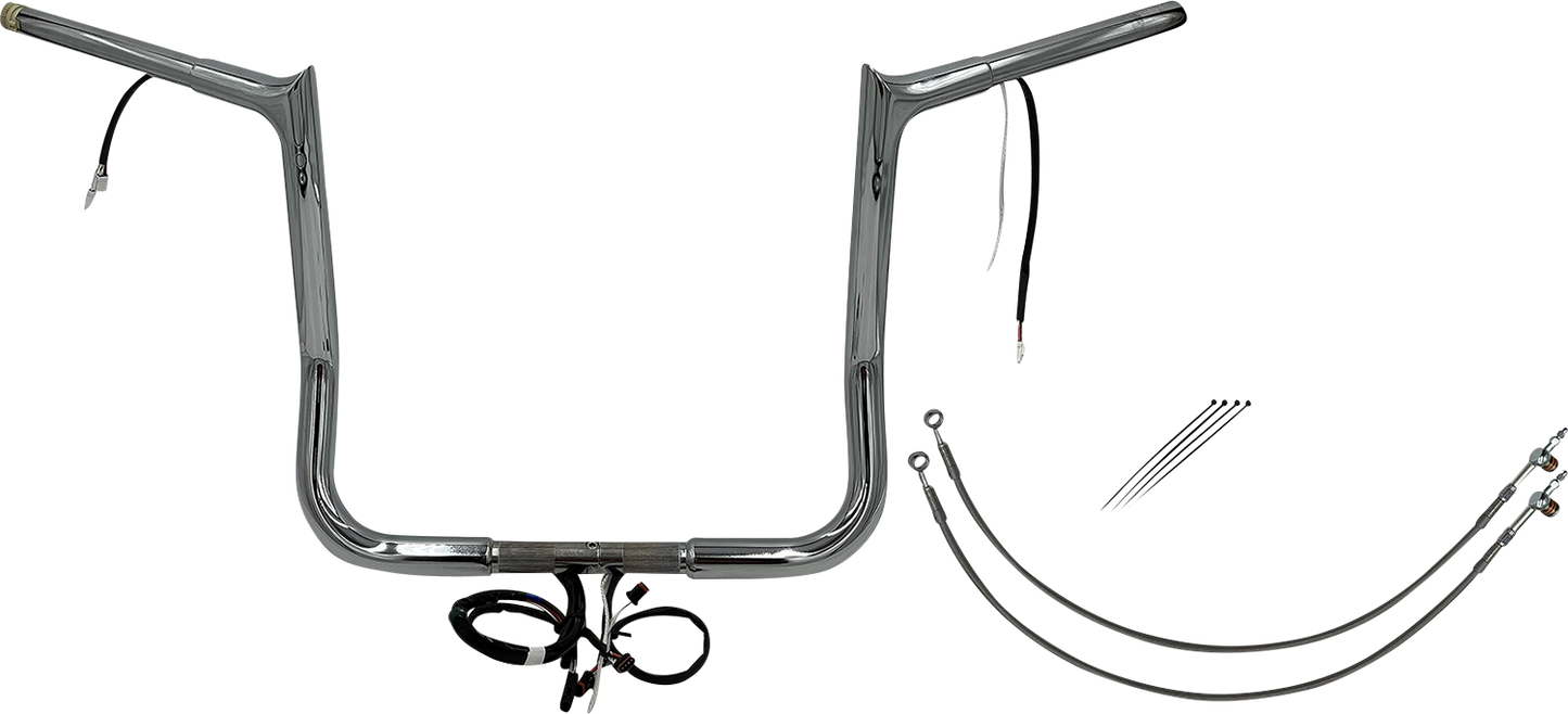 FAT BAGGERS INC. EZ Install Wired 1-1/4" Pointed Top Handlebar Kit - 14" - Chrome 902214
