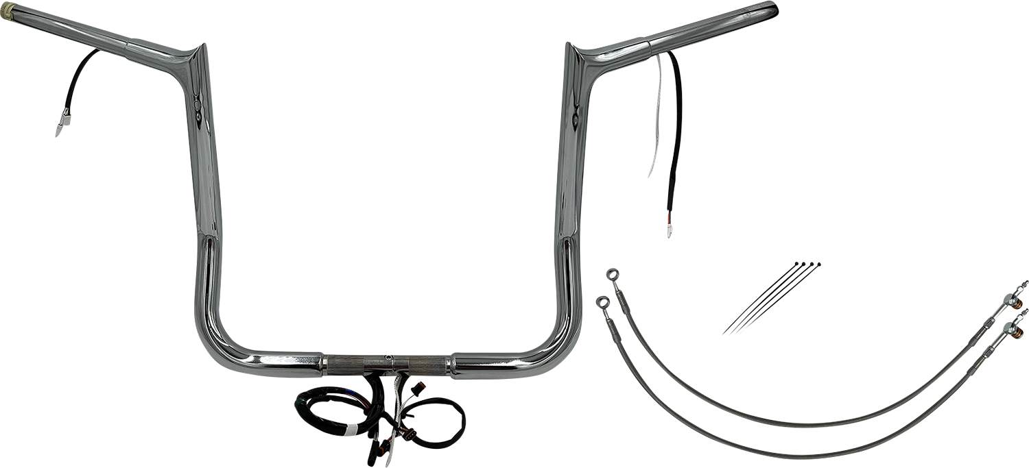 FAT BAGGERS INC. EZ Install Wired 1-1/4" Pointed Top Handlebar Kit - 14" - Chrome 902214