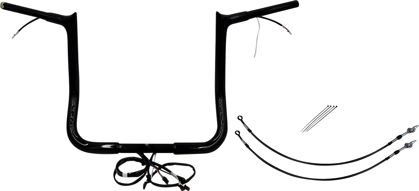 FAT BAGGERS INC. EZ Install Wired 1-1/4" Pointed Top Handlebar Kit - 14" - Black 902214-B
