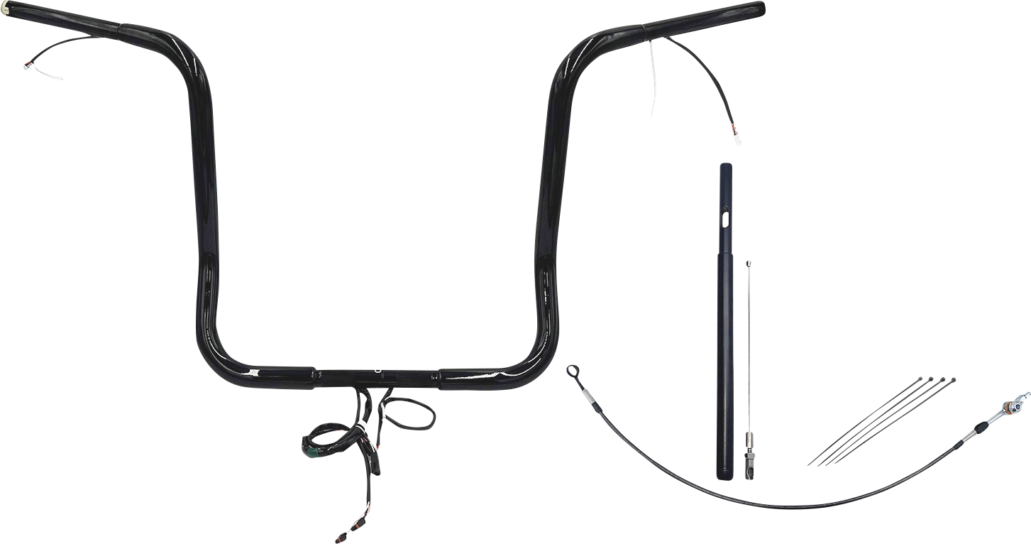FAT BAGGERS INC. EZ Install Wired 1-1/4" Pointed Top Handlebar Kit - 16" - Black 912016-B