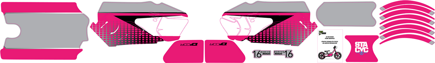 D'COR VISUALS STACYC™ Stability Cycle Graphic Kit - 16" - Brushless - Pink 10-80-203B