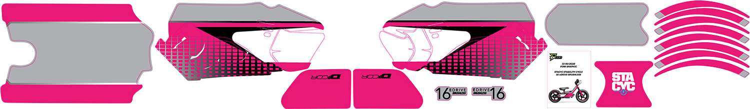 D'COR VISUALS STACYC™ Stability Cycle Graphic Kit - 16" - Brushless - Pink 10-80-203B