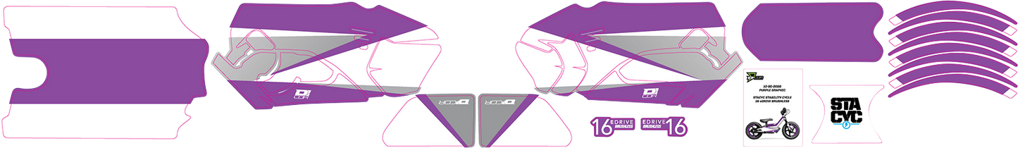 D'COR VISUALS STACYC™ Stability Cycle Graphic Kit - 16" - Brushless - Purple 10-80-208B