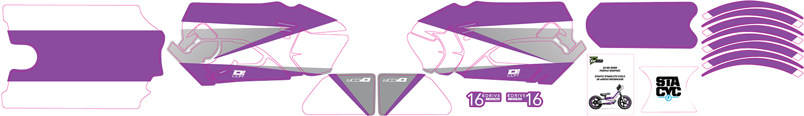 D'COR VISUALS STACYC™ Stability Cycle Graphic Kit - 16" - Brushless - Purple 10-80-208B