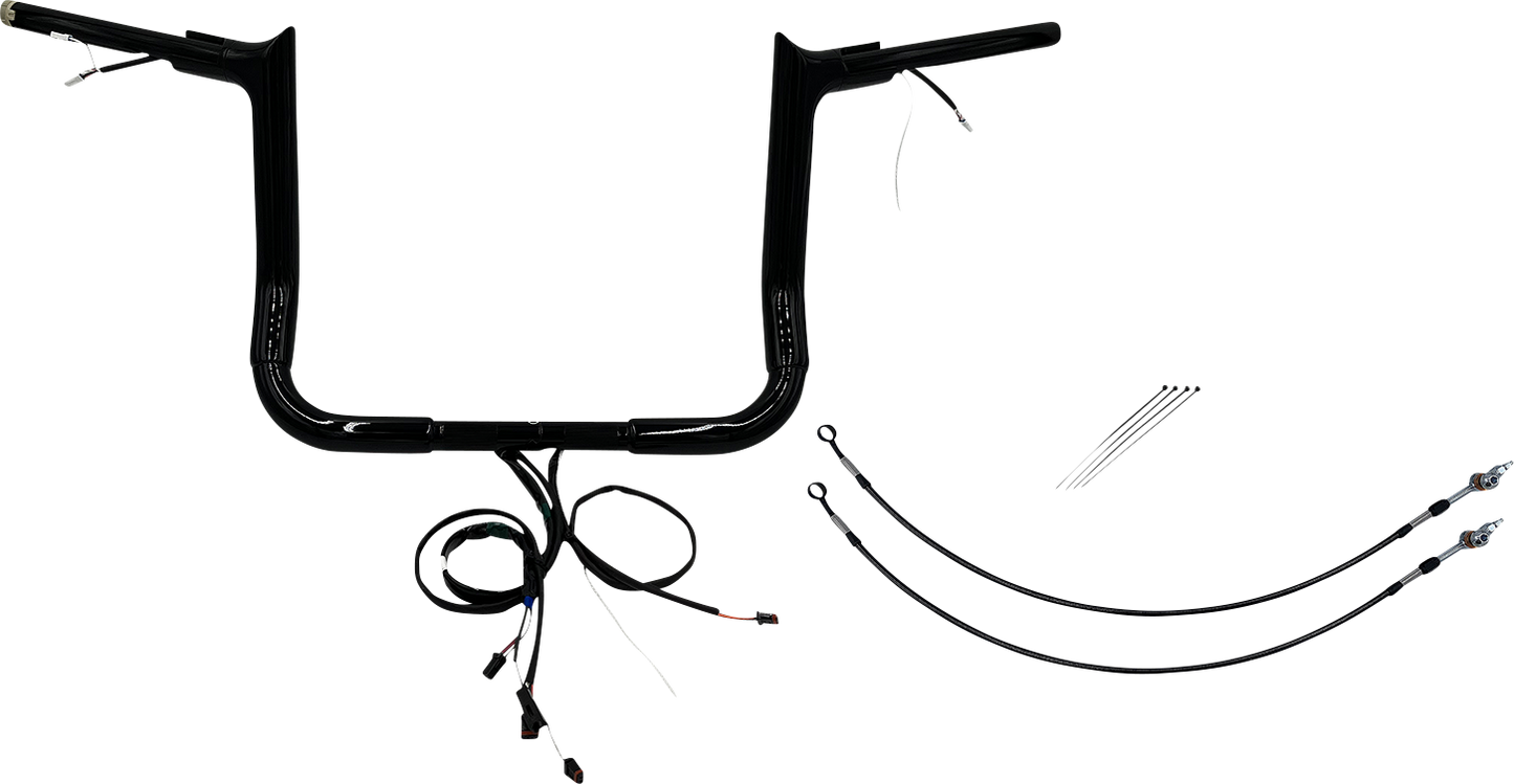 FAT BAGGERS INC. EZ Install Wired 1-1/2" Pointed Top Handlebar Kit - 12" - Black 801212-B