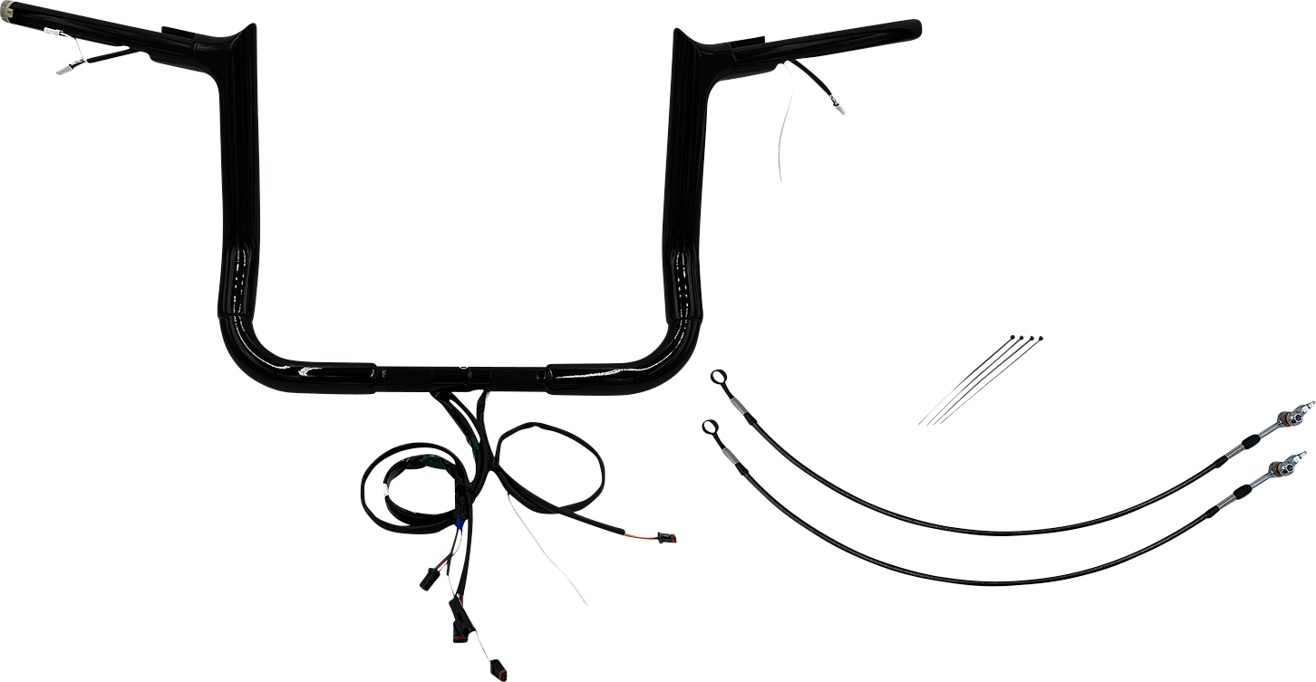 FAT BAGGERS INC. EZ Install Wired 1-1/2" Pointed Top Handlebar Kit - 12" - Black 801212-B