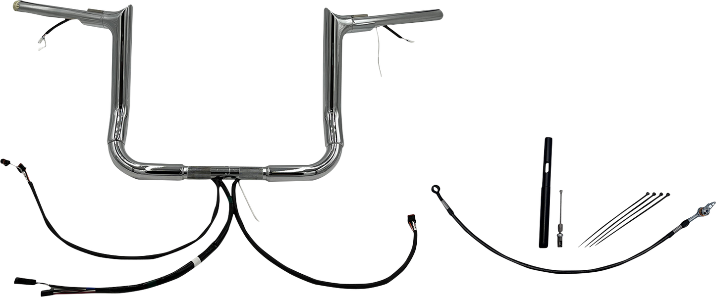 FAT BAGGERS INC. EZ Install Wired 1-1/2" Pointed Top Handlebar Kit - 12" - Chrome 812012
