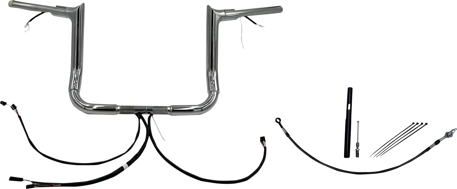 FAT BAGGERS INC. EZ Install Wired 1-1/2" Pointed Top Handlebar Kit - 12" - Chrome 812012