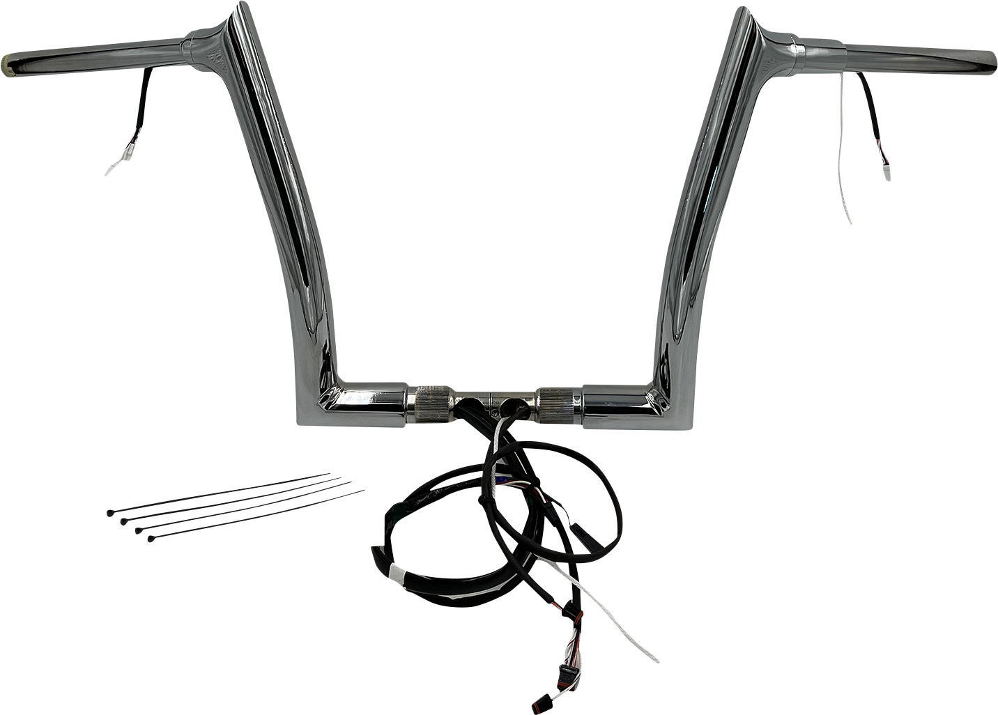 FAT BAGGERS INC. EZ Install Wired 1-1/2" Pointed Top Handlebar Kit - 12" - Chrome 801312
