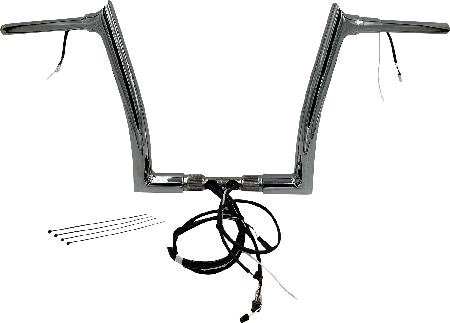 FAT BAGGERS INC. EZ Install Wired 1-1/2" Pointed Top Handlebar Kit - 12" - Chrome 802312