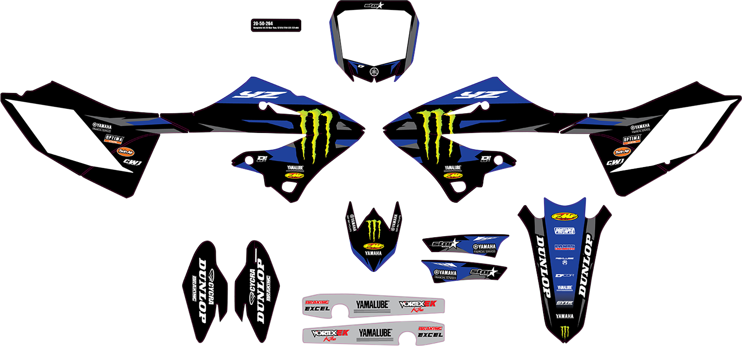 D'COR VISUALS Graphic Kit - '23.5/,24 Monster Energy - Star - Yamaha - YZ 125/250 20-50-264