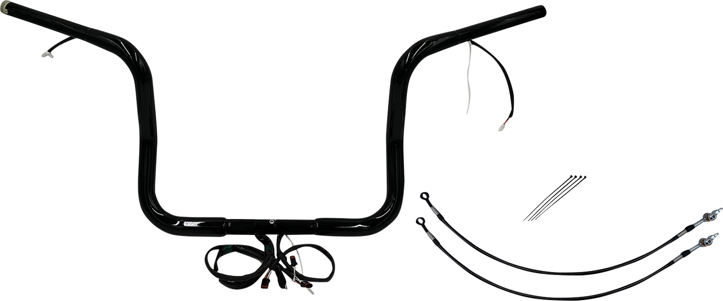 FAT BAGGERS INC. EZ Install Wired 1-1/4" Round Top Handlebar Kit - 12" - Black 901512-B
