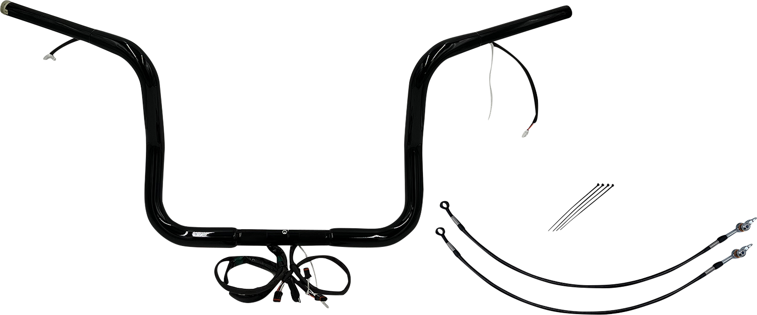 FAT BAGGERS INC. EZ Install Wired 1-1/4" Round Top Handlebar Kit - 12" - Black 901512-B