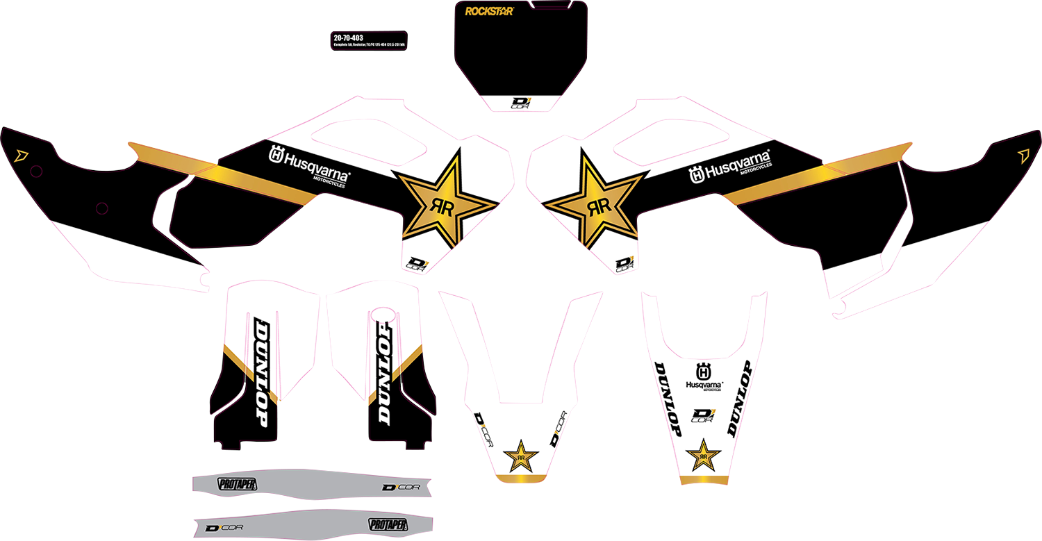 D'COR VISUALS Graphic Kit - Black - Rockstar Husqvarna - TC/FC 20-70-403