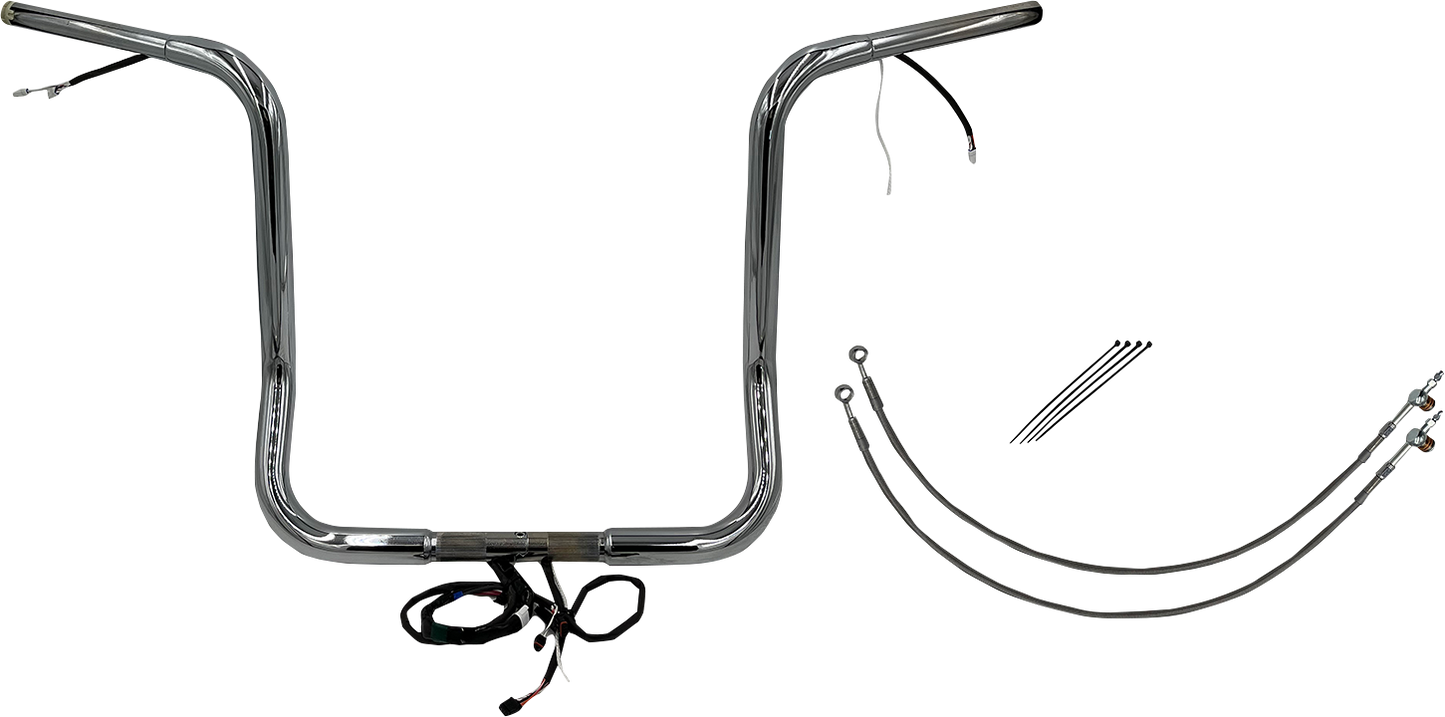 FAT BAGGERS INC. EZ Install Wired 1-1/4" Round Top Handlebar Kit - 16" - Chrome 901516